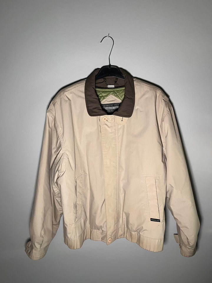 Vintage Men's Khaki Members Only Jacket Classic Racer Bomber Jacket 80s Size Large
