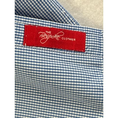 Men’s The Bore Clothier Blue Checkered Dress Shirt Sz L