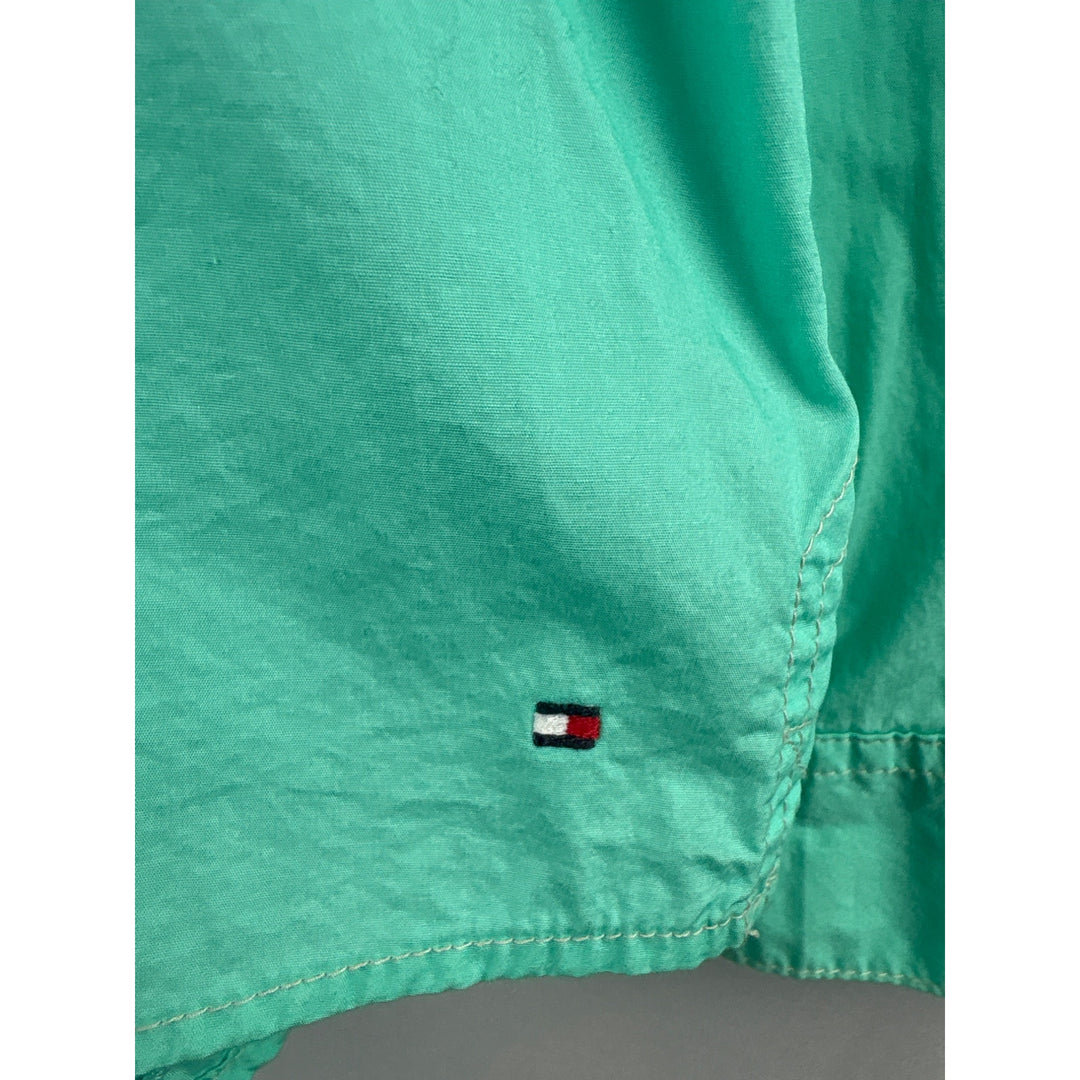 Tommy Hilfiger Womens Green Button-Down Shirt L 100% Cotton Long Sleeve Collared Casual