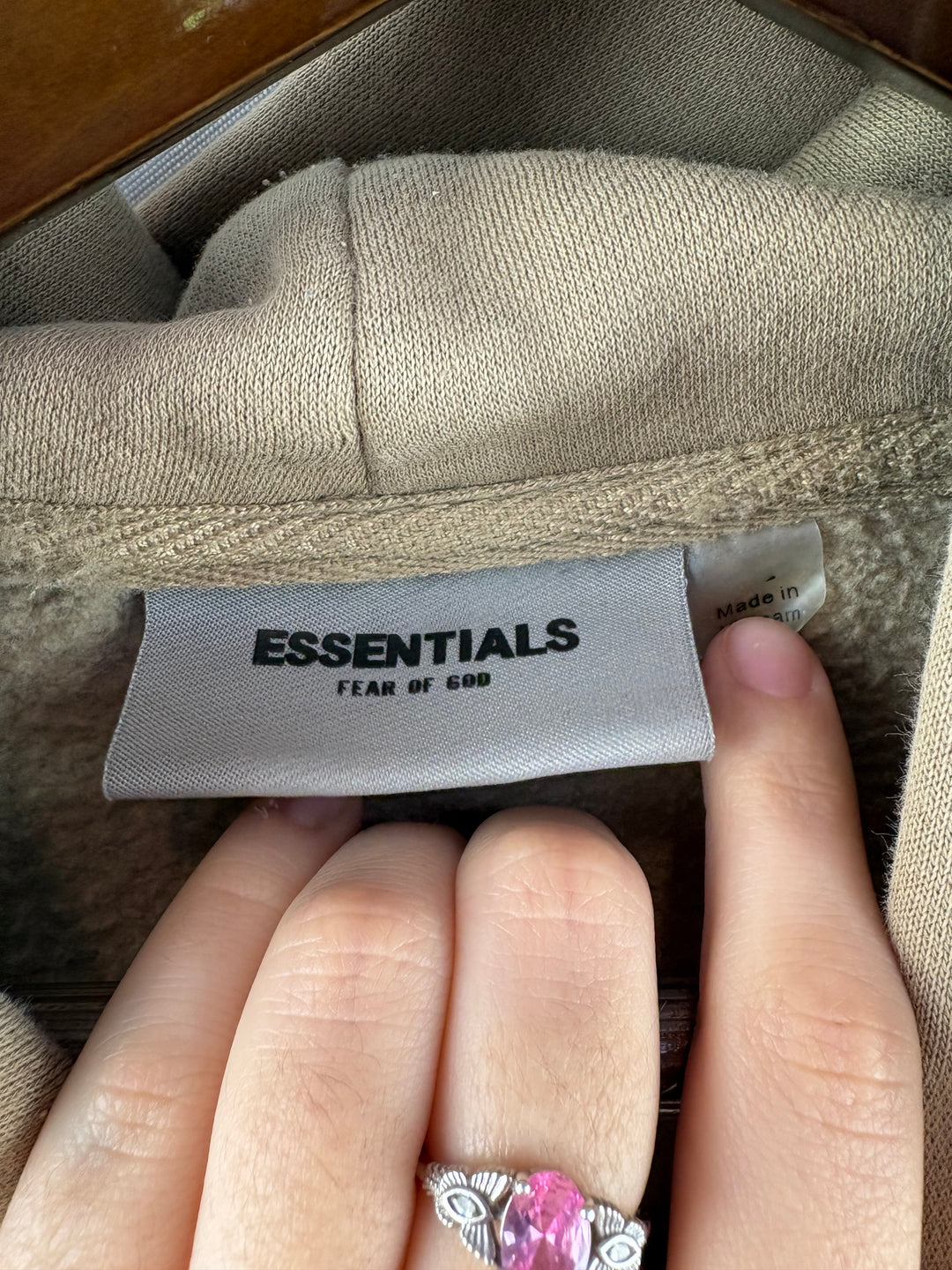 Men’s Essentials XL Light Brown Logo Hoodie