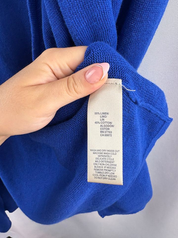 Women’s Rafaella Small Bright Blue Open Front Cardigan