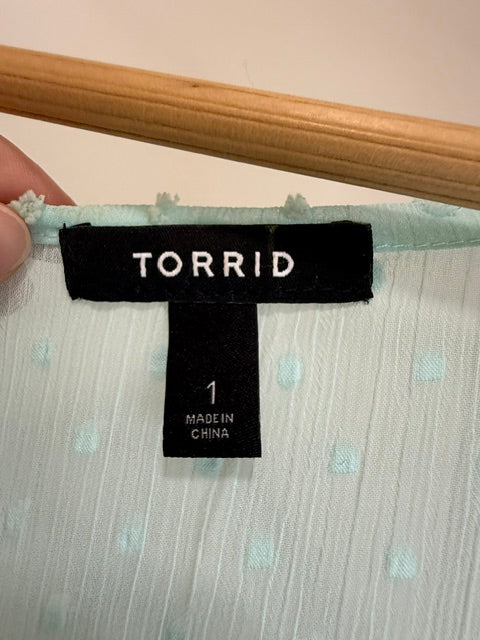 Torrid Swiss Dot Tiered Mesh Kimono Cardigan Cover Up Sz1/ 1X/ 14-16