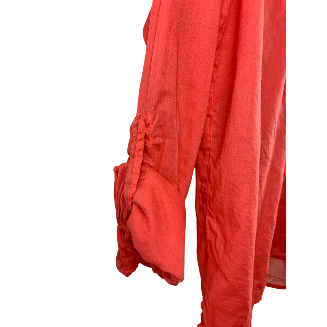 Michael Stars Womens Coral Button-Up Shirt Medium 100% Cotton Made In China