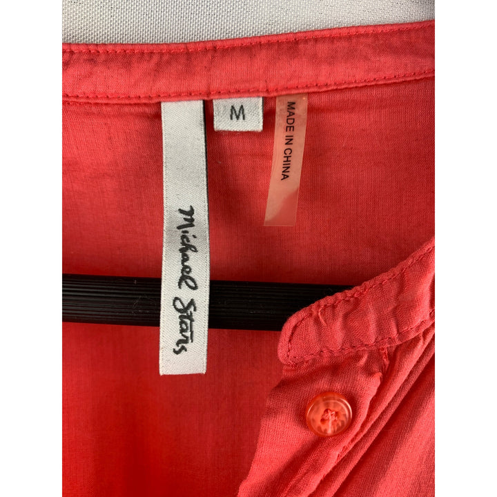 Michael Stars Womens Coral Button-Up Shirt Medium 100% Cotton Made In China
