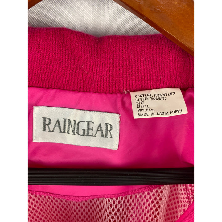 Vintage Raingear Pink Windbreaker Jacket Nylon Drawstring Waist Ventilated Size L