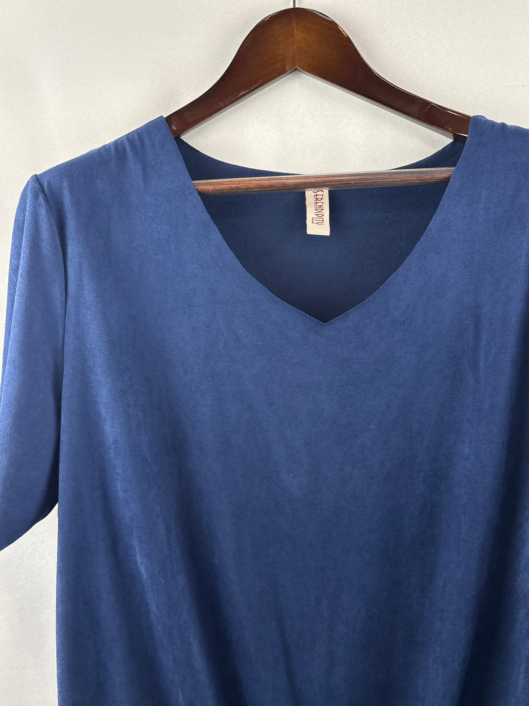Women’s Serendipity XXL Navy Faux Suede Blouse