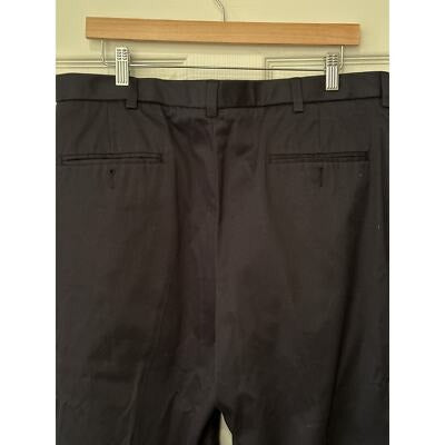 Mens Black Dress Pants Size 44W Flat Front Tailored Fit