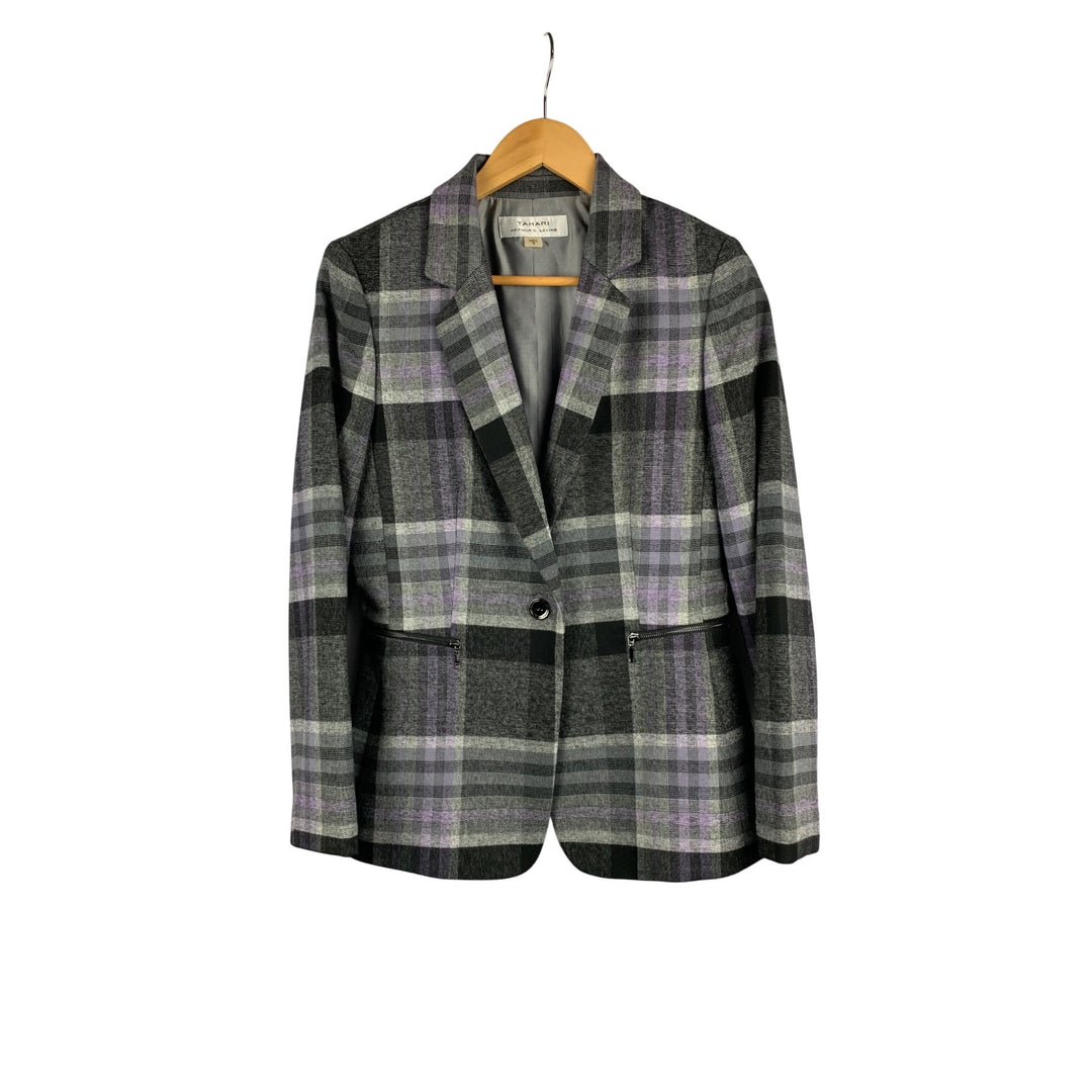 Tahari Arthur S. Levine Plaid Blazer Jacket Chic Professional Layering Piece
