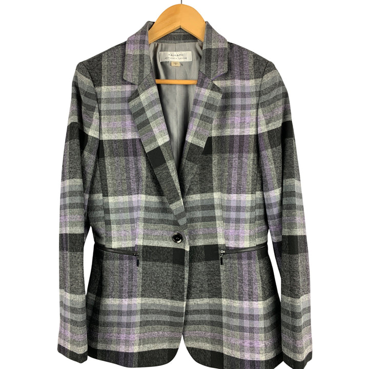Tahari Arthur S. Levine Plaid Blazer Jacket Chic Professional Layering Piece