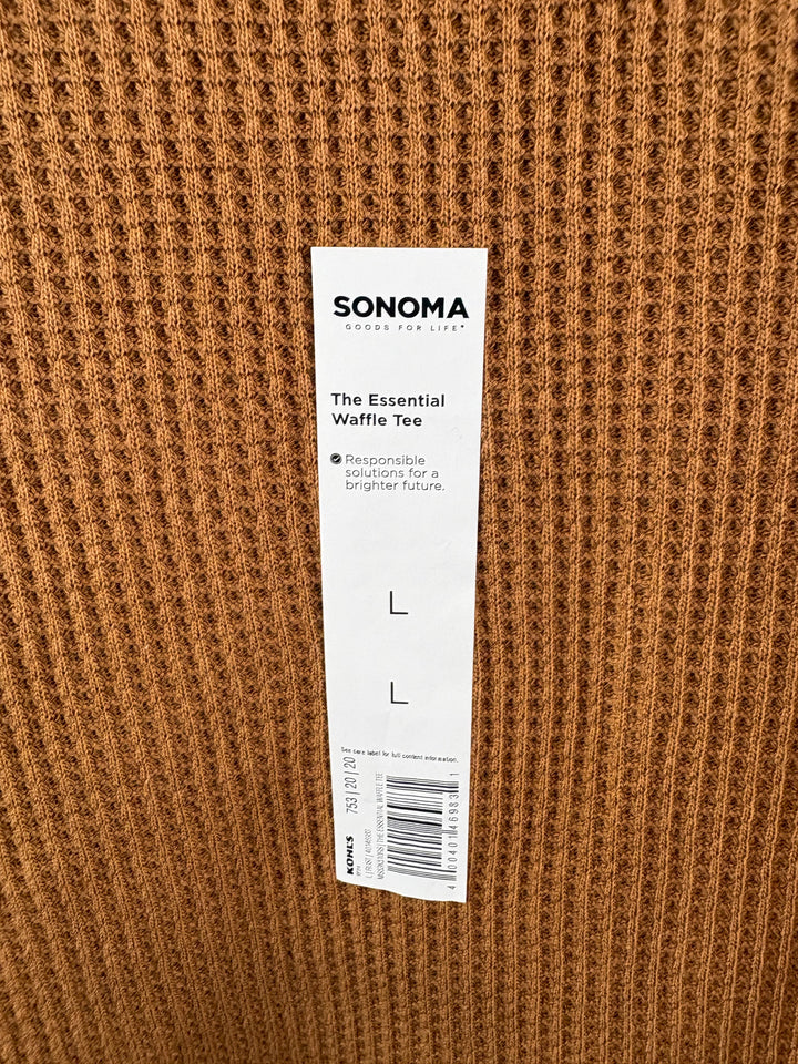 Men’s Sonoma Large Coffee Brown Ling Sleeve Waffle Shirt