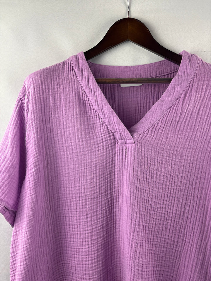 Women’s Susan Graver XL Light Purple Short Sleeve Blouse