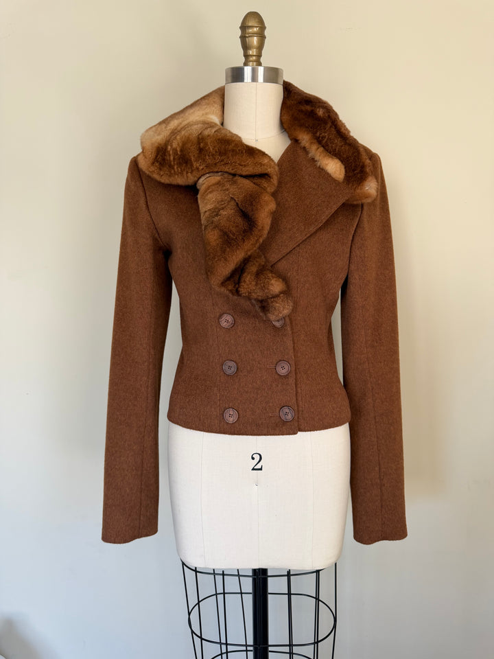 Archival John Galliano Era Christian Dior Chinchilla Fur Accent Jacket