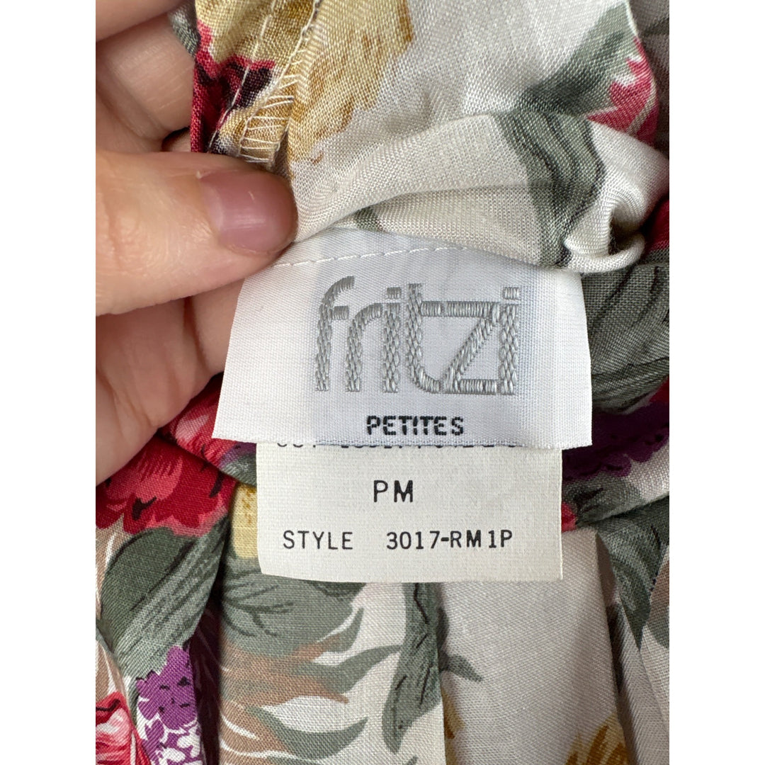 Vintage Fritzi Petites Floral Pleated Skirt PM Rayon USA Made