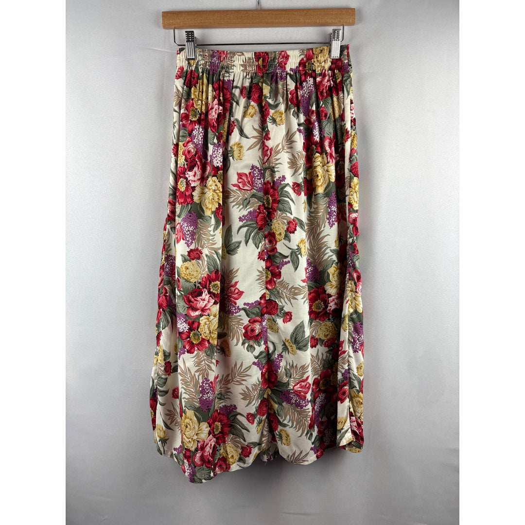 Vintage Fritzi Petites Floral Pleated Skirt PM Rayon USA Made