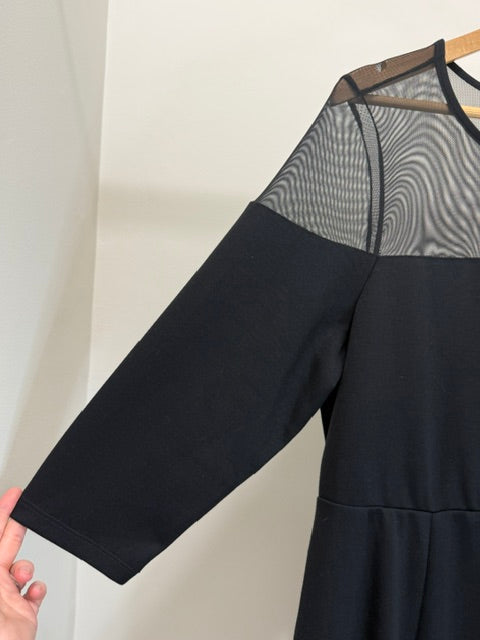 Torrid Black Cupro Mesh Yoke Skater Mini Dress Sz1X (14–16) NWT