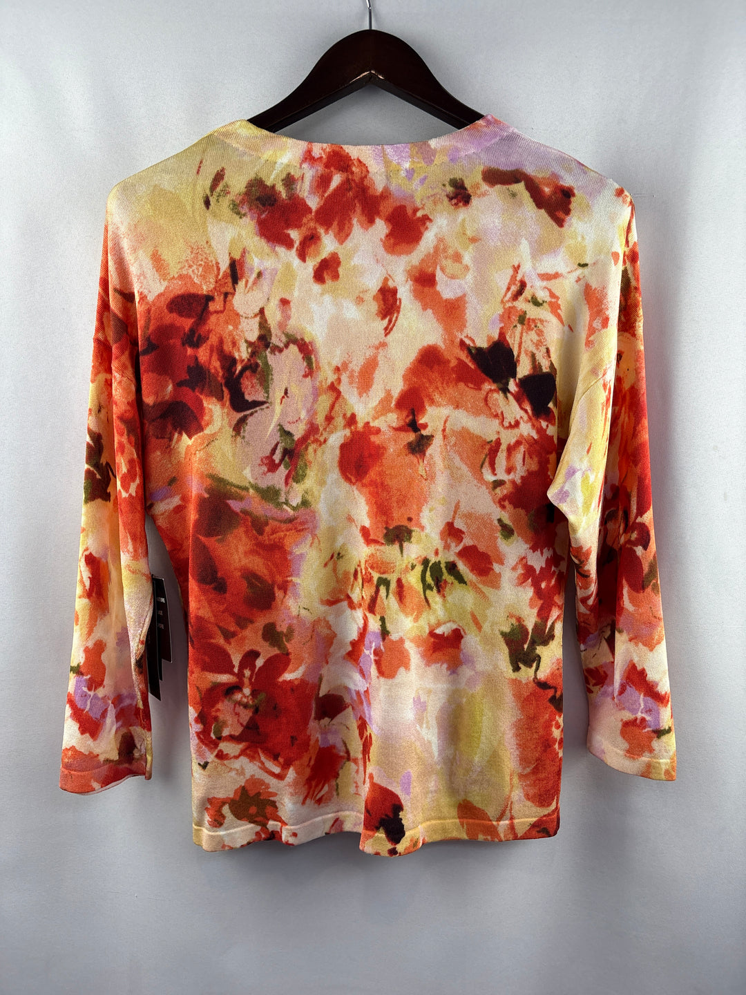 Women’s Jones New York Small Orange Sweater w/ Abstract Florals