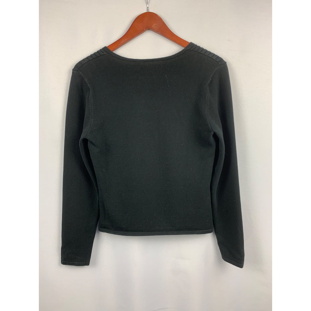 Castro Womens V-Neck Sweater Size S Black Cotton Blend