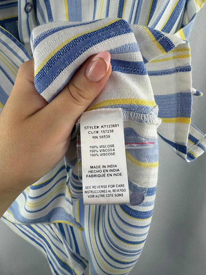 Women’s Kut from the Kloth Medium White & Blue Striped Blouse