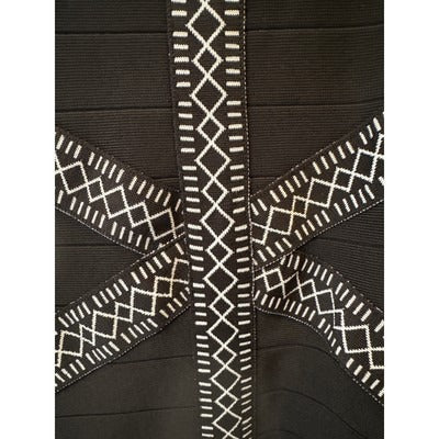 Bebe M Slim Fit Stretchy Black Dress with black and white design tank dress