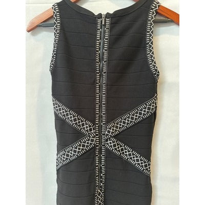 Bebe M Slim Fit Stretchy Black Dress with black and white design tank dress