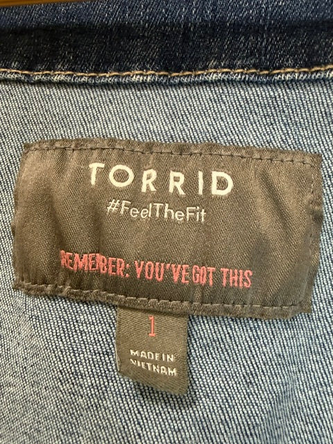 Torrid Crop Soft Jean Jacket Sz1X/14–16