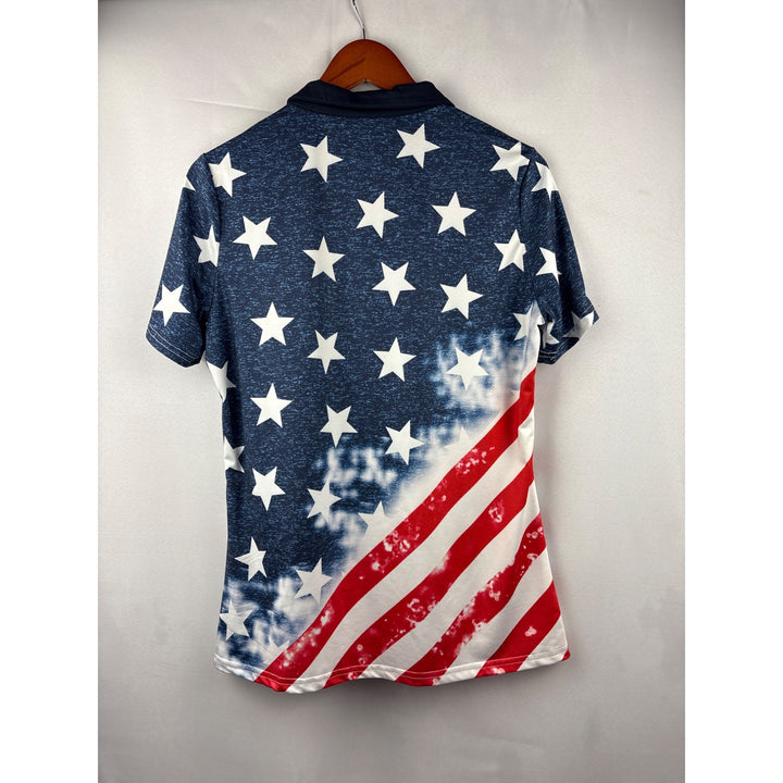 Soneven American Flag Polo Shirt M Polyester & Elastane