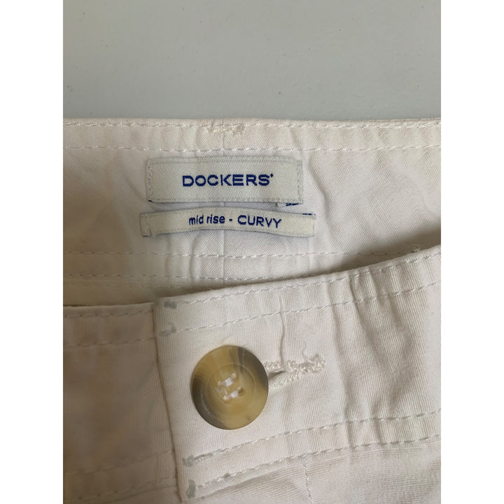 Dockers Womens Mid Rise Curvy Cargo Pants Size 6 Cotton/Spandex White