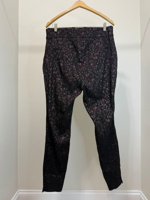 NY&amp;C Metallic Floral Pull On Ankle Pants NWT SzXL