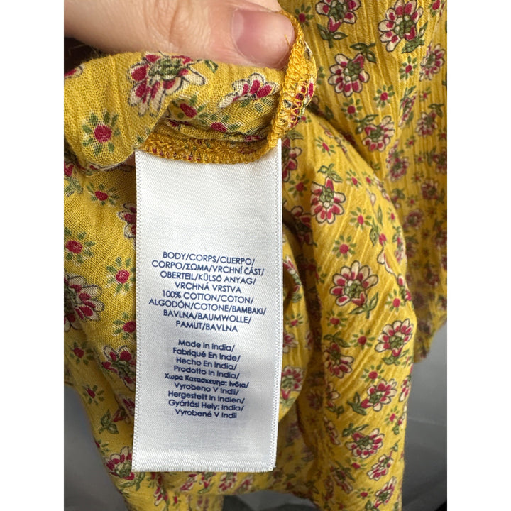 Women’s Chaps 2X Yellow 3/4 Button Blouse w/ Pink Florals.