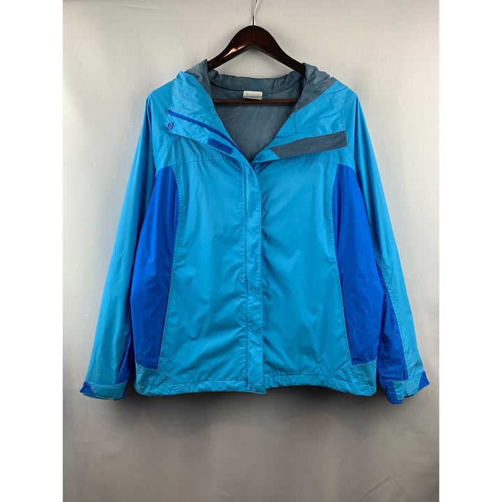 Women’s Columbia Blue Rain Jacket Size 1X