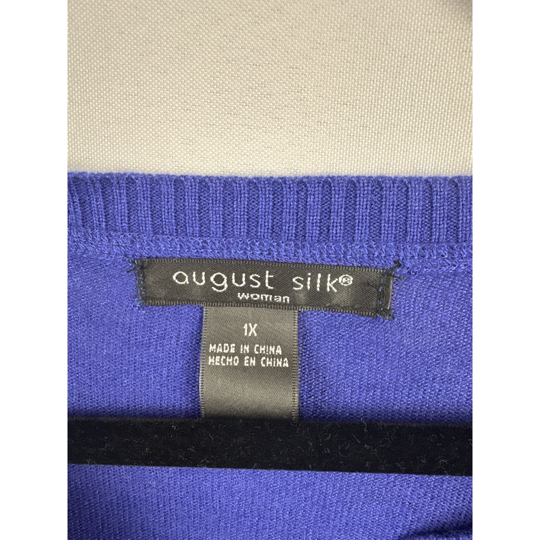 Women’s August Silk Size 1X Cobalt Blue Buttoned Cardigan