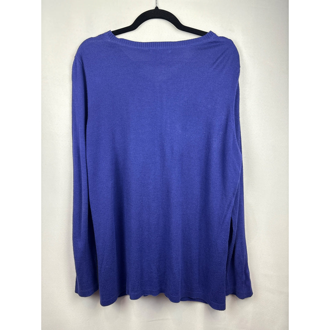 Women’s August Silk Size 1X Cobalt Blue Buttoned Cardigan
