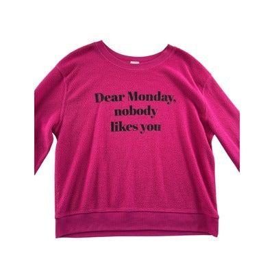 Women’s Pink No Boundaries Fleece Crewneck Sz L