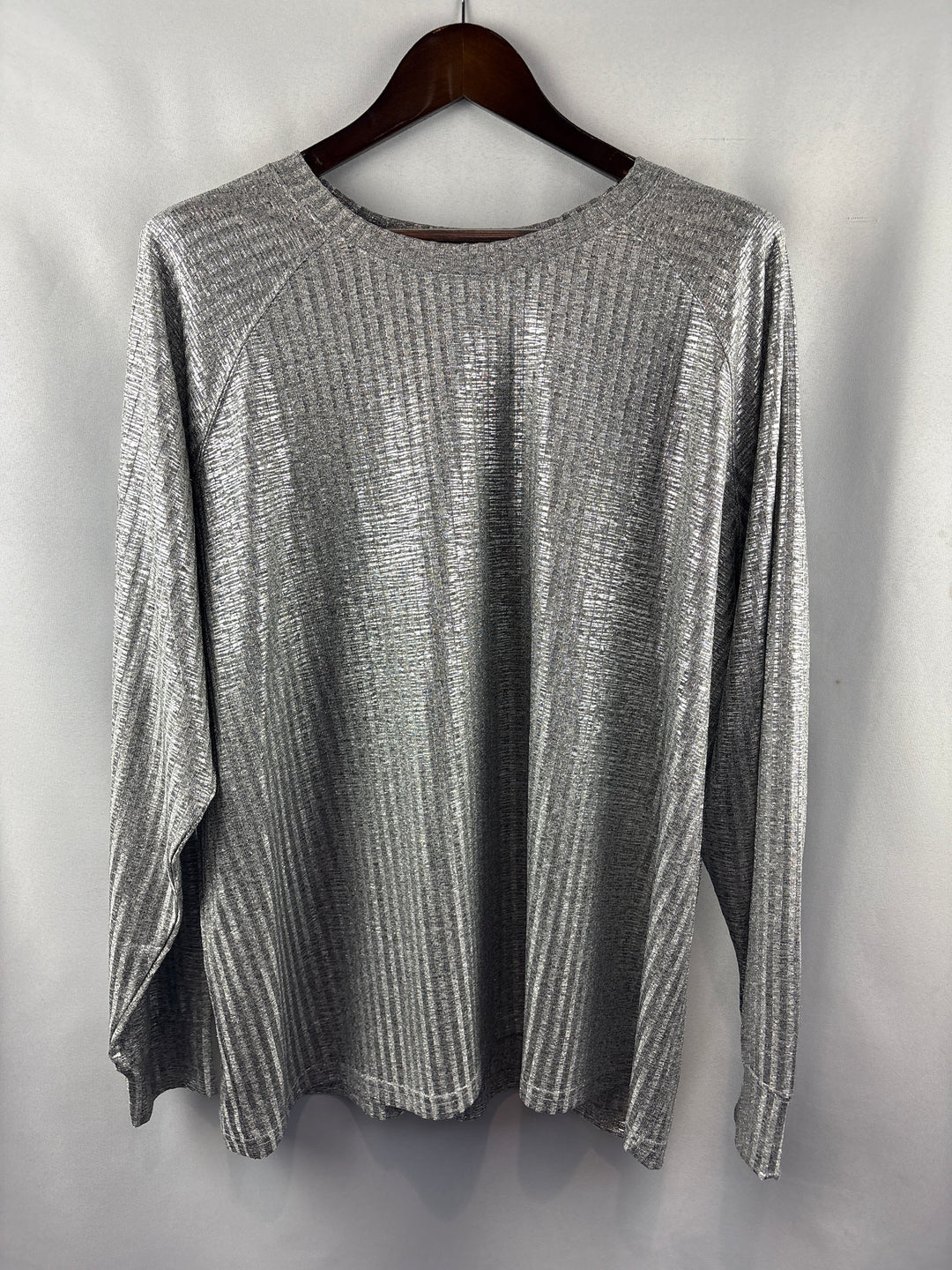 Women’s Torrid Size 2 Metallic Silver Striped Long Sleeve
