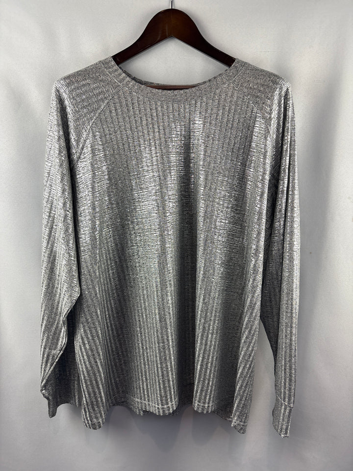 Women’s Torrid Size 2 Metallic Silver Striped Long Sleeve