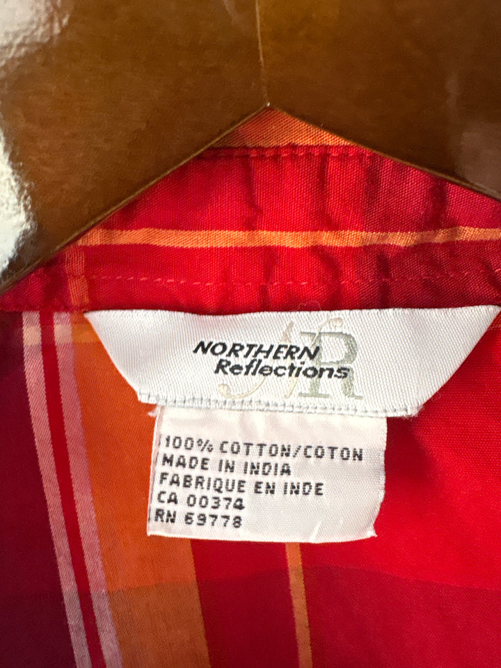 Women’s Northern Reflections Medium Red &amp; Orange Plaid Button Up