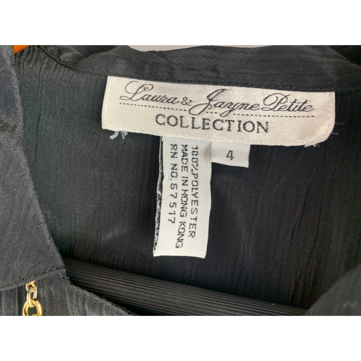 Laura & Jayne Petite Collection Womens Black Double Breasted Jacket With Gold Chain & Buttons Size 4