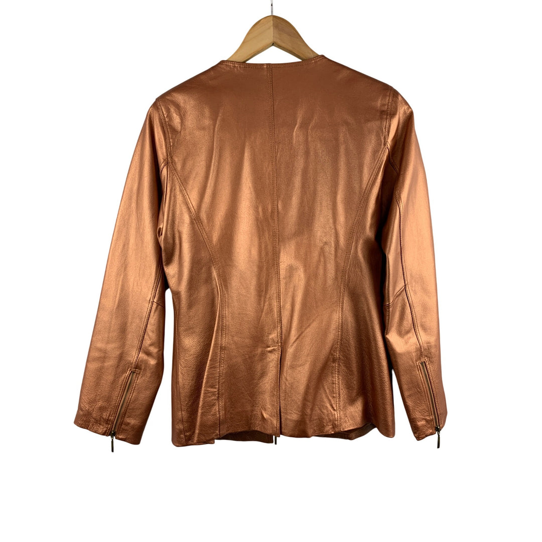 Terry Lewis Womens Genuine Leather Jacket XS Copper