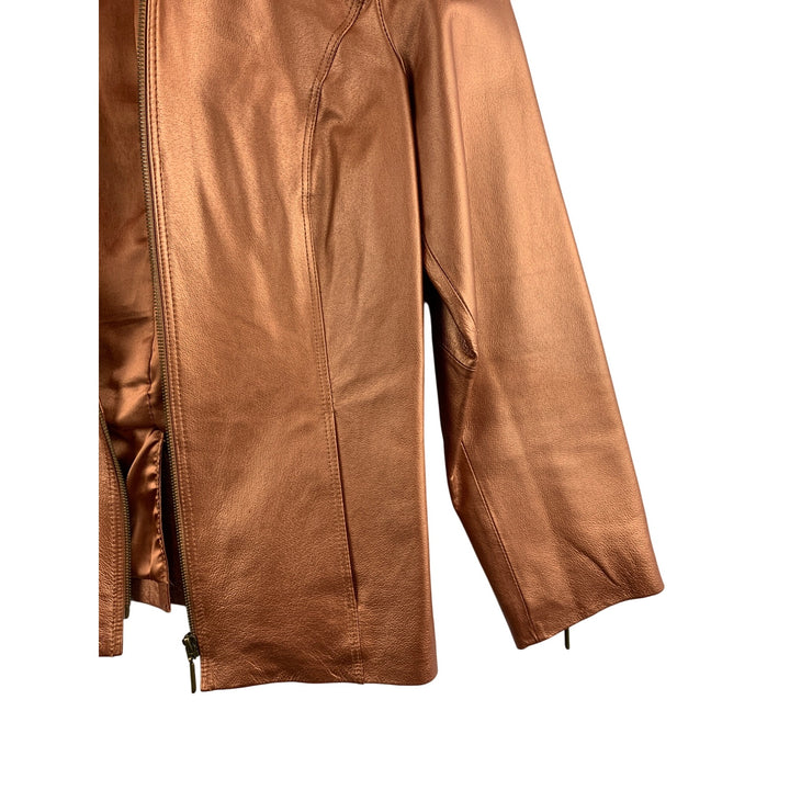 Terry Lewis Womens Genuine Leather Jacket XS Copper