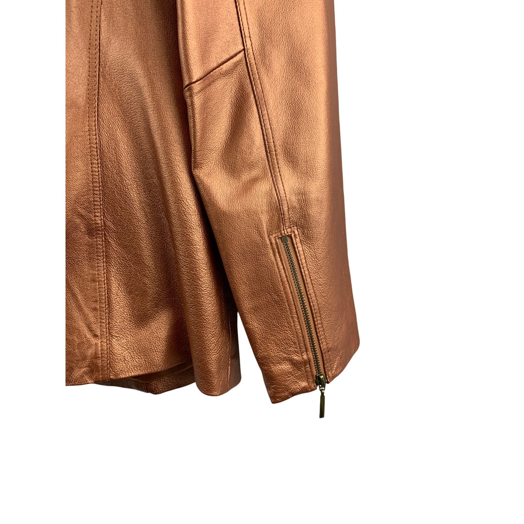 Terry Lewis Womens Genuine Leather Jacket XS Copper