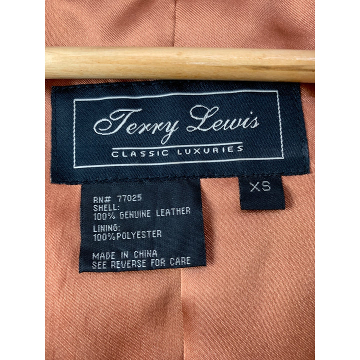Terry Lewis Womens Genuine Leather Jacket XS Copper