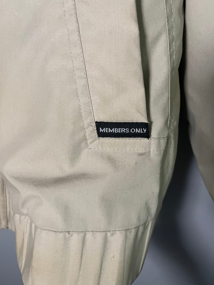 Vintage Men's Khaki Members Only Jacket Classic Racer Bomber Jacket 80s Size Large