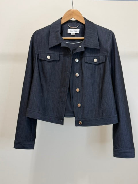 Calvin Klein Dark Blue Silver Hardware Blazer Jacket Sz12