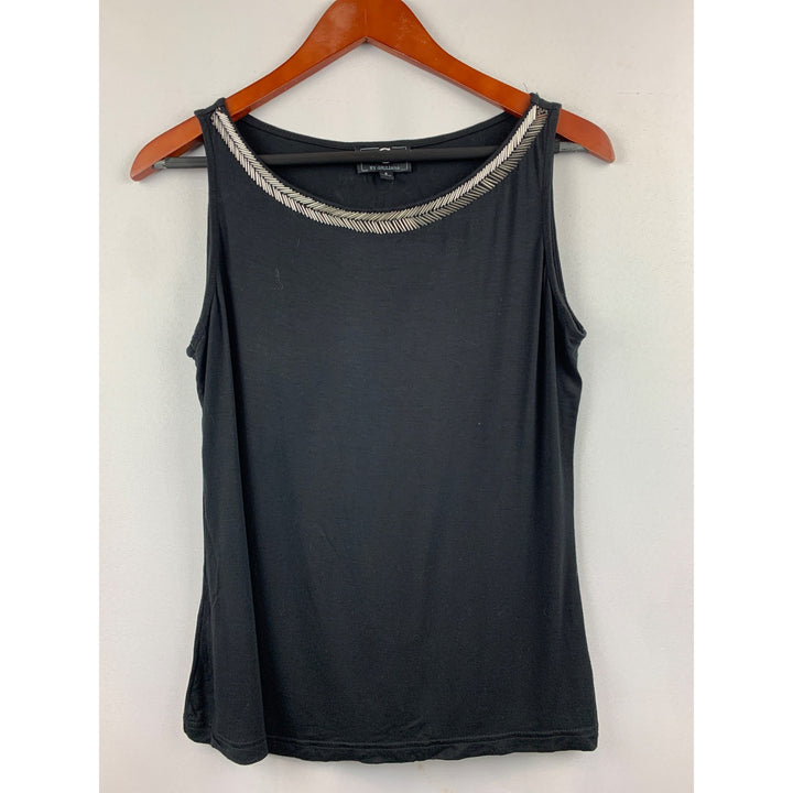 Black Sleeveless Top By Giuliana Small With Silver Embellished Neckline