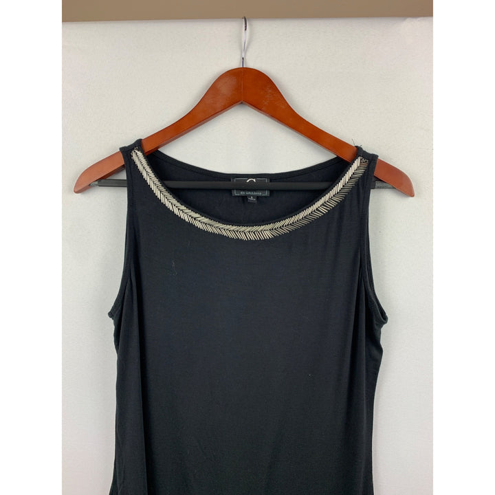 Black Sleeveless Top By Giuliana Small With Silver Embellished Neckline