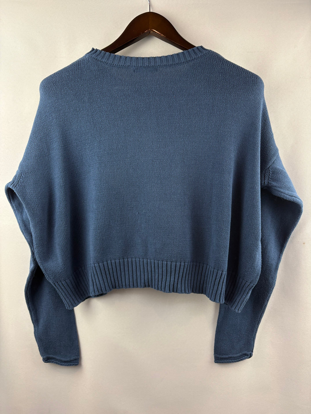 Women’s Z. Supply Medium Blue Cropped Sweater w/ White Star
