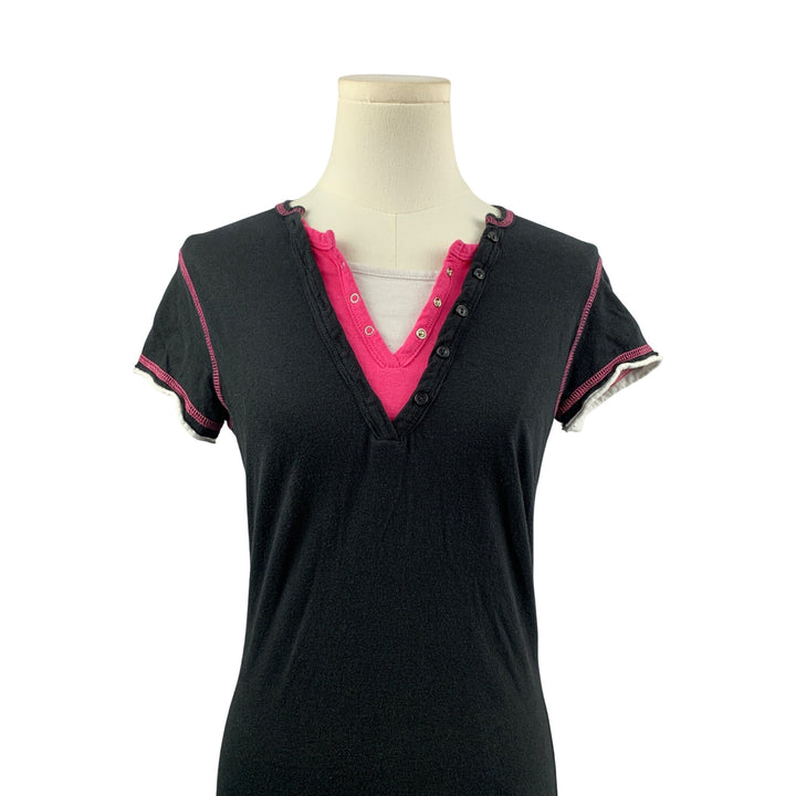 Anxiety Black & Pink Combo Top Large Y2K Style