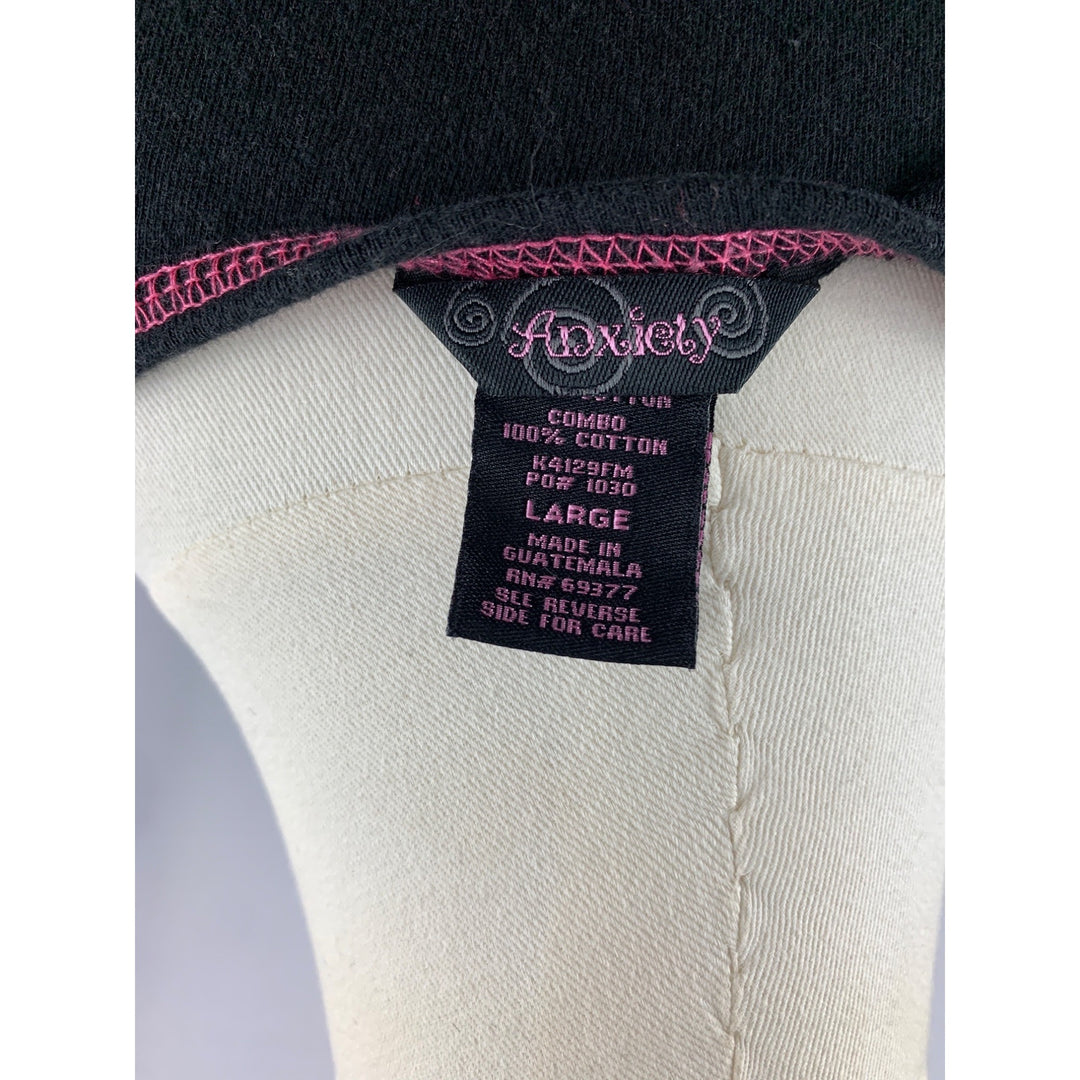 Anxiety Black & Pink Combo Top Large Y2K Style