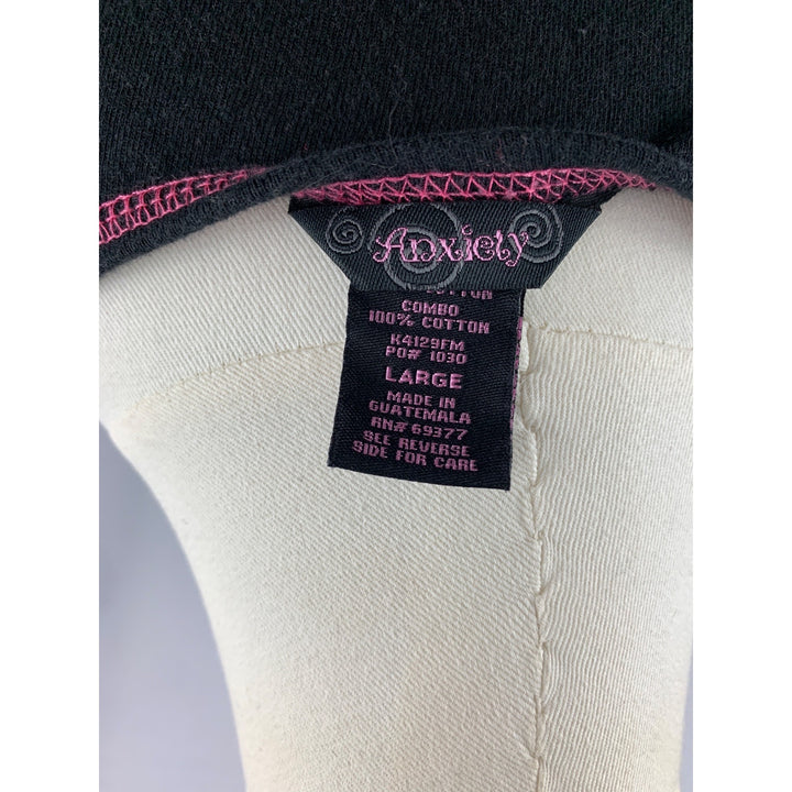 Anxiety Black & Pink Combo Top Large Y2K Style