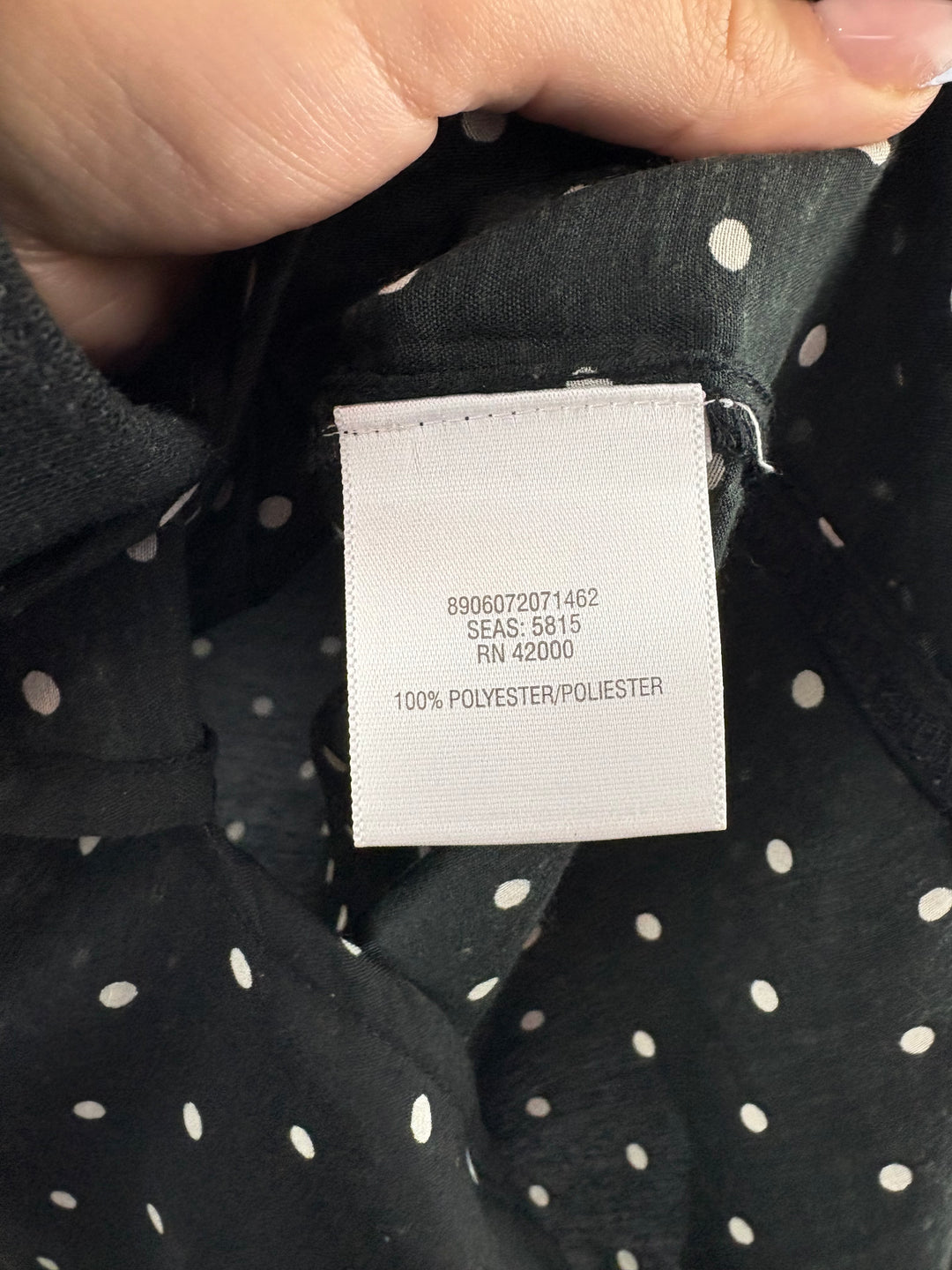 Women’s Jaclyn Smith Small Black w/ White Polka Dots Blouse